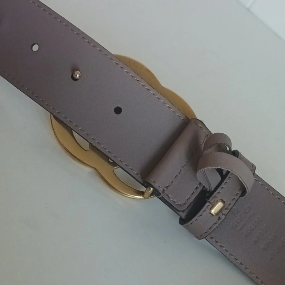 Gucci Tan W Gold Double GG Buckle Leather Belt. - Picture 5 of 6